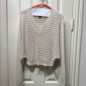 Wild gable Cream V-Neck Knit Sweater